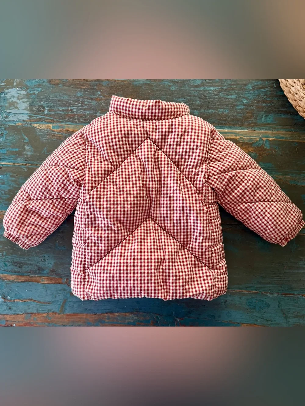 ZARA Baby Jacket Full Zip Red/White Gingham 18-24 Months